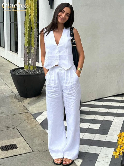 High Waist Wide Pants Set