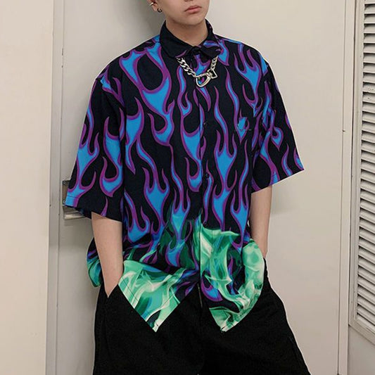 Flame Print Gothic Shirt
