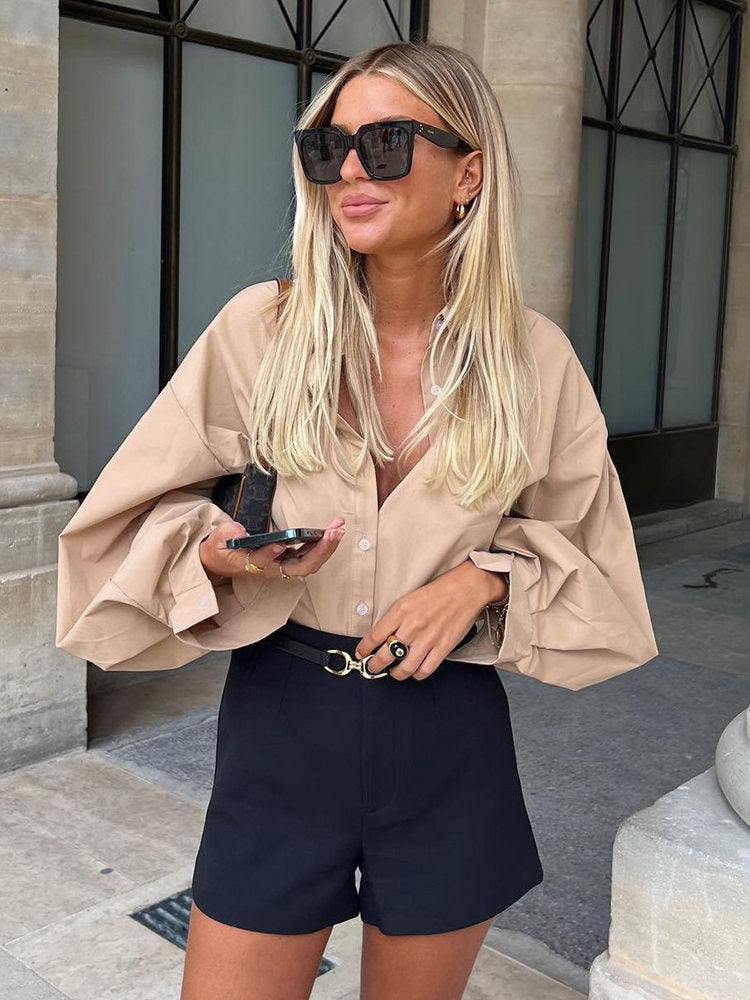 Elegant Lantern Sleeve Blouse