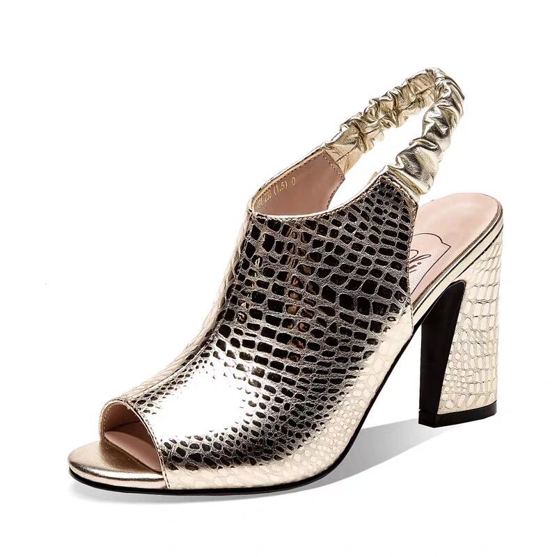 Microfiber Leather High Heeled Sandals