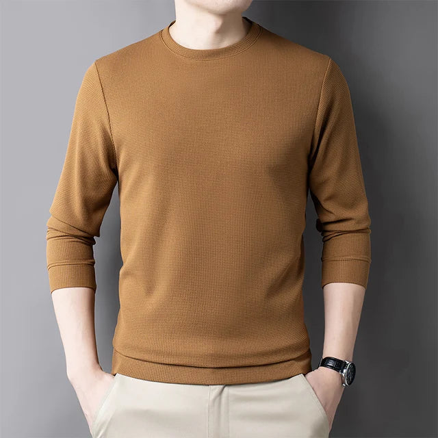 Casual Waffle Round Neck T-shirt