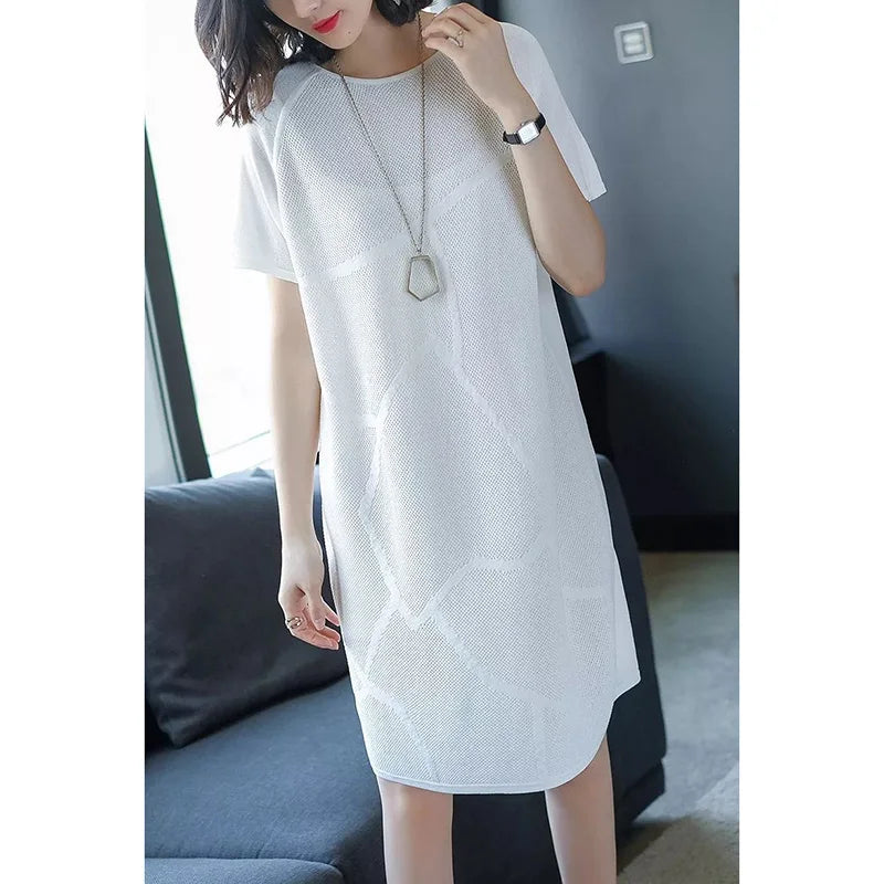 Knitted Loose Bright Silk Mini Dress