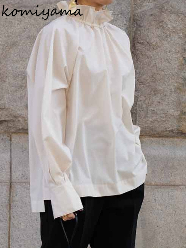 Ruffles Stand Collar Shirt