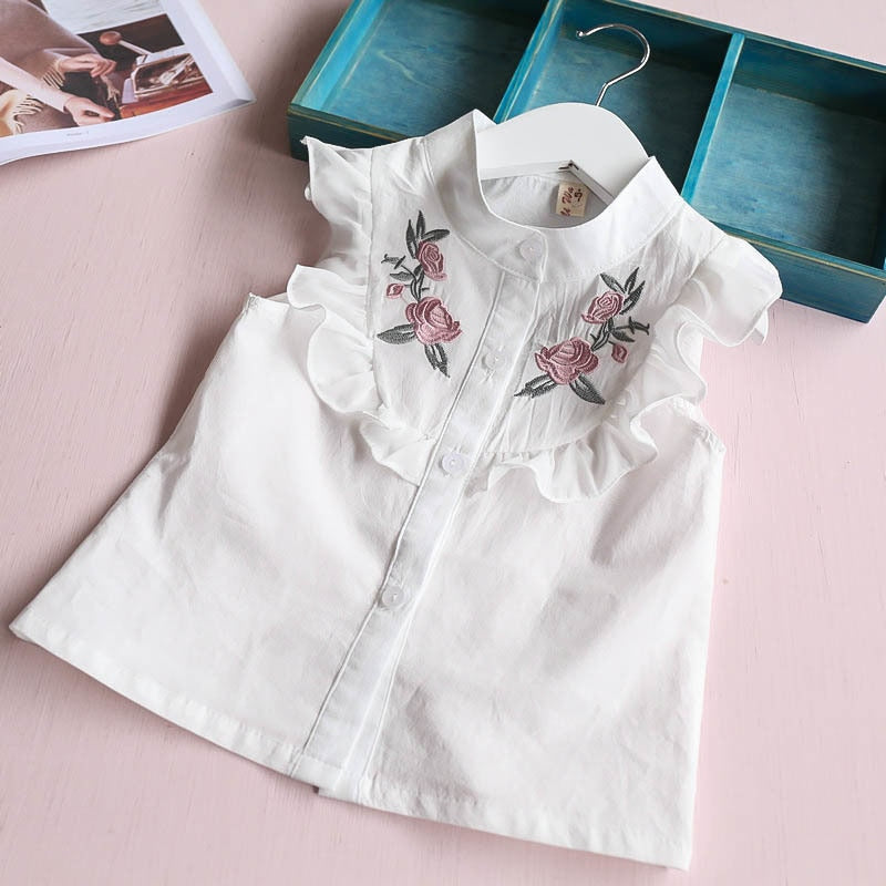 Embroidered Flower Shirt Shorts