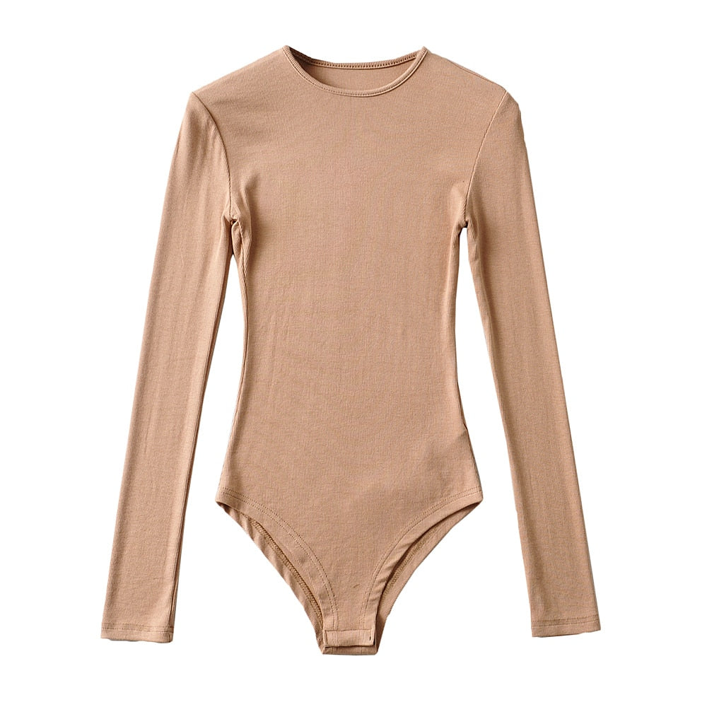 O-neck Knitted Bodysuit Streetwear