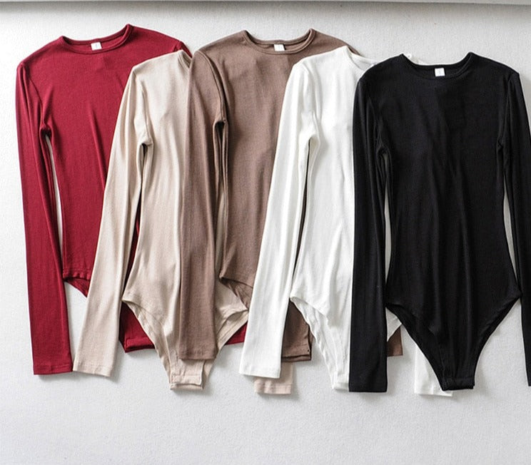 O-neck Knitted Bodysuit Streetwear