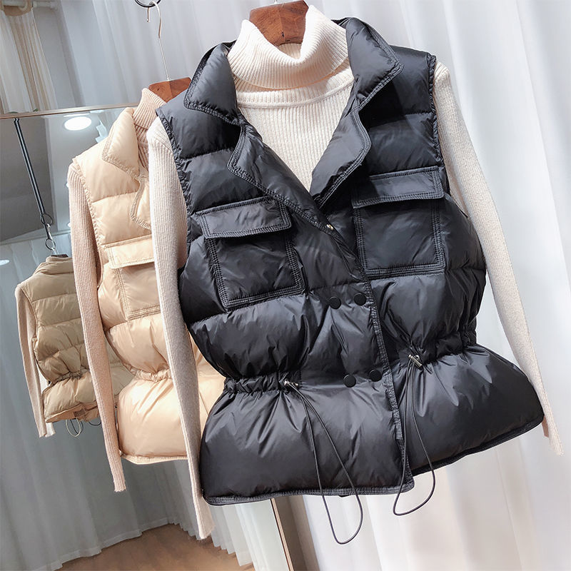 Women White Duck Down Coat Sleeveless