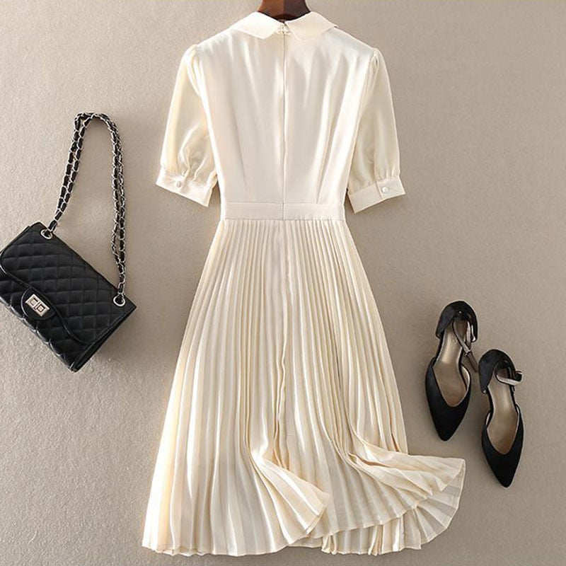 Vintage Embroidered Pleated Dress