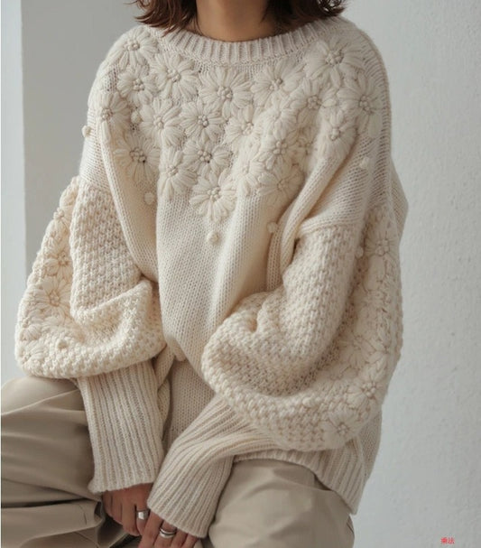 Vintage Daisy Embroidery Sweater