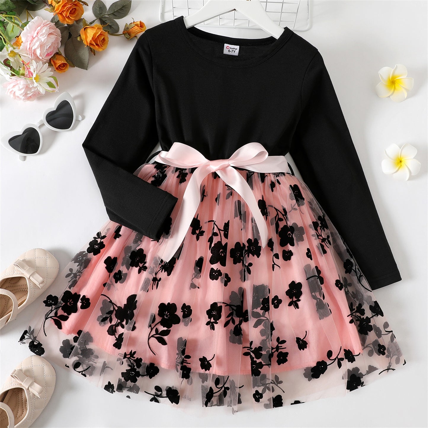 Floral Embroidered Belted Dress