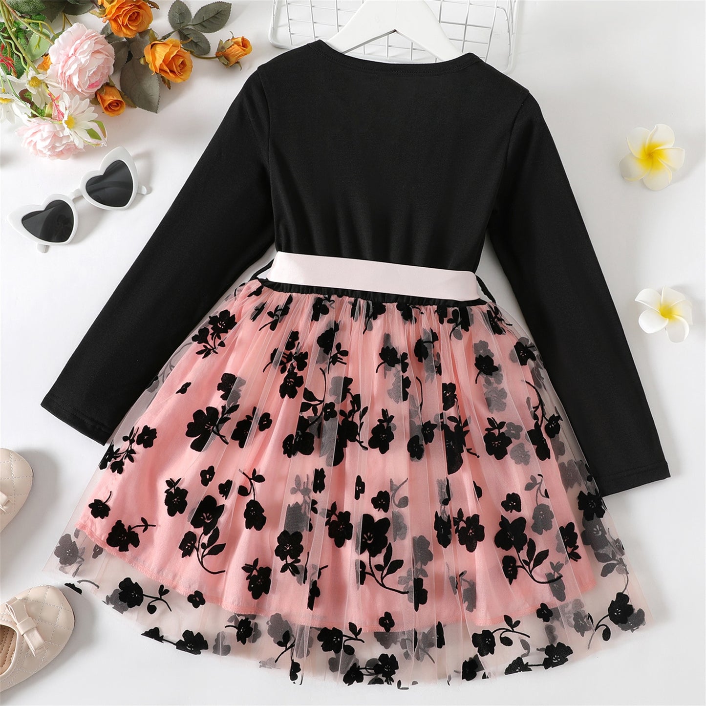 Floral Embroidered Belted Dress