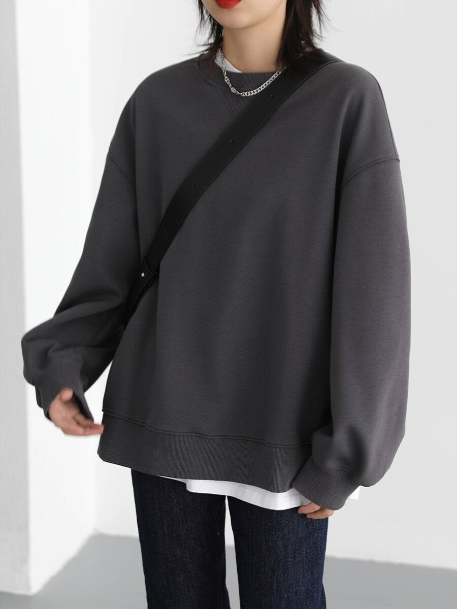 Round Neck Pullover Long Sleeve Fleece Sweater