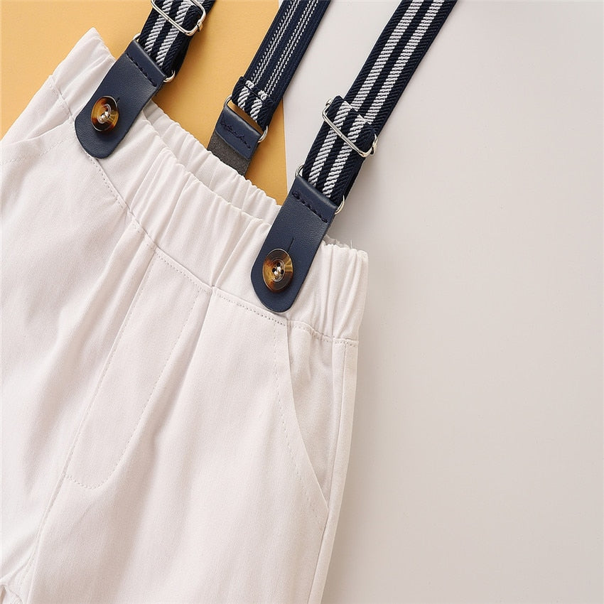 Dot Top Shirts Bow Tie Suspender Pants