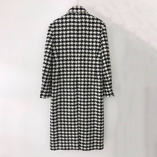 Fashion Houndstooth Woolen Coat  Jacket