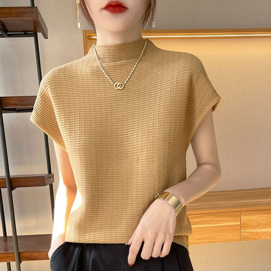Short Sleeve Mock Neck Top