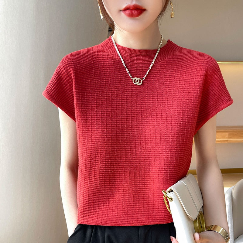 Short Sleeve Mock Neck Top