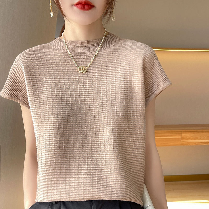 Short Sleeve Mock Neck Top
