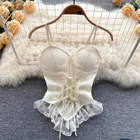 Vintage Lace Straps crop top