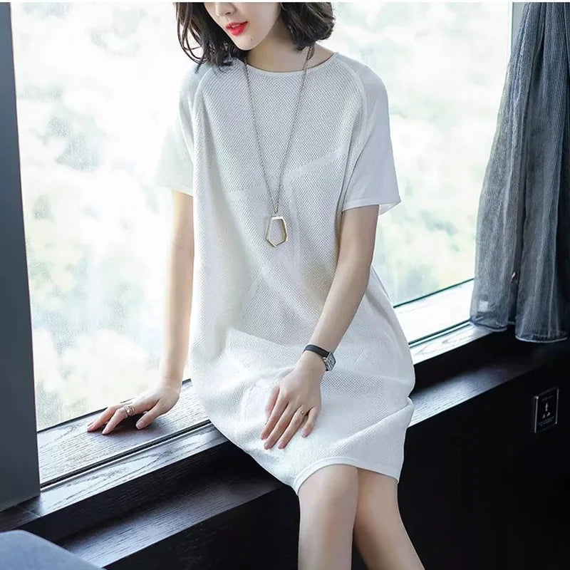 Knitted Loose Bright Silk Mini Dress