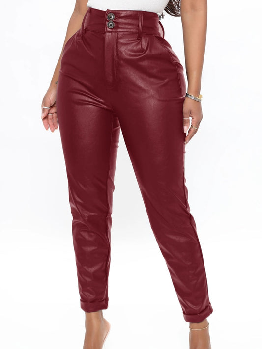 New Autumn Winter Personality Fashion Commuter Faux Button High Waist Tights Pencil Pants Cargo Pants Streetwear Women leggings