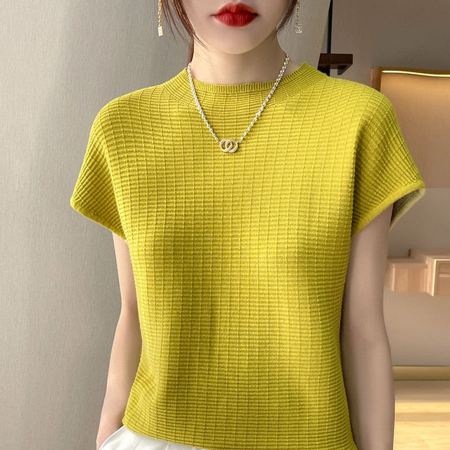 Short Sleeve Mock Neck Top