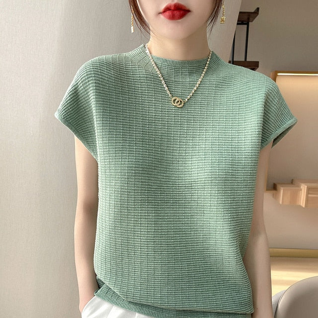 Short Sleeve Mock Neck Top