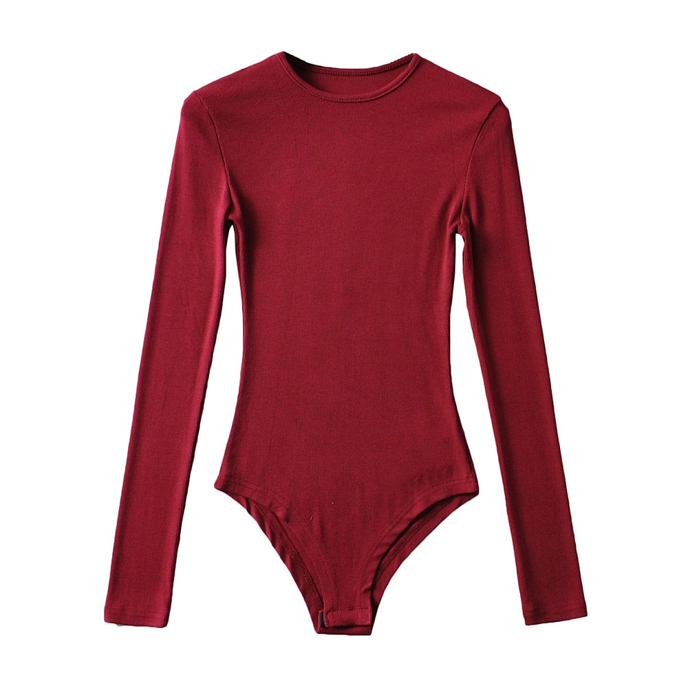 O-neck Knitted Bodysuit Streetwear