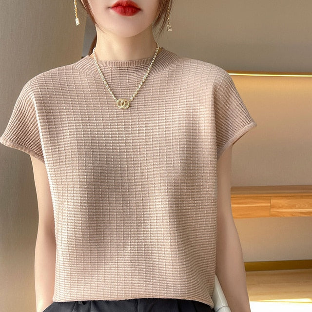 Short Sleeve Mock Neck Top