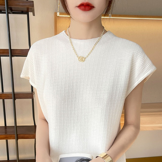 Short Sleeve Mock Neck Top